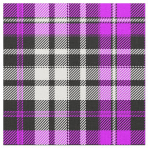 Purple Black White Plaid Tartan Pattern Design  Fabric