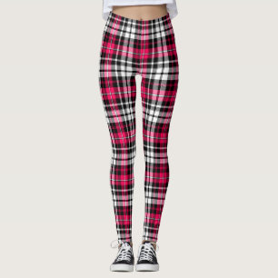 Purple Black White Plaid Tartan Pattern Design  Le Leggings