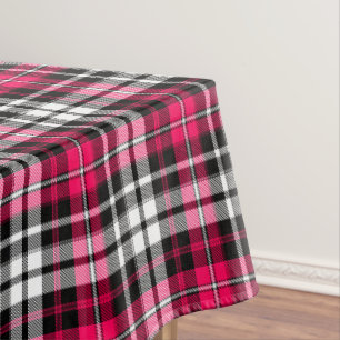 Purple Black White Plaid Tartan Pattern Design  Tablecloth