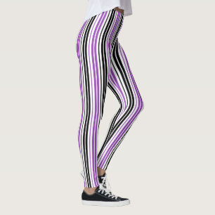 Purple Black White Stripes Pattern Design Leggings