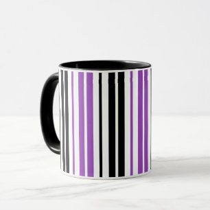 Purple Black White Stripes Pattern Design  Mug