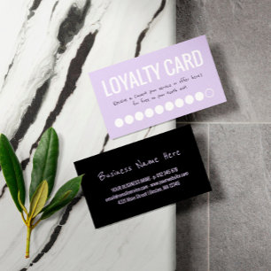 Purple Black White Ten Visits Loyalty Punch Card