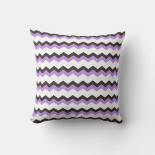 Purple Black White Zig Zag Throw Pillow