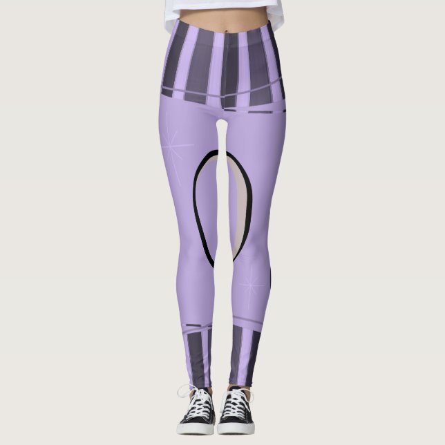 purple black womens leggings (Front)
