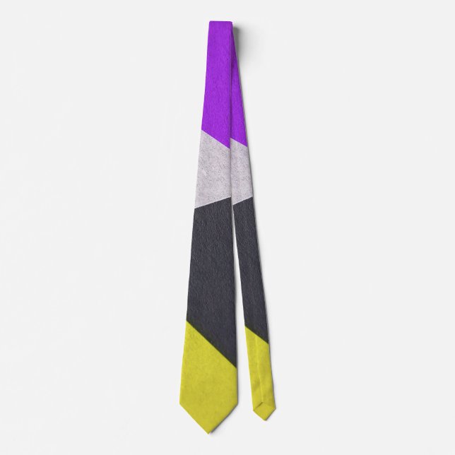 purple black yellow pattern tie (Front)