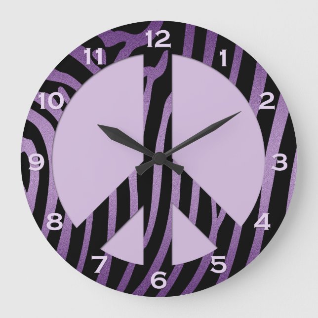 Purple Black Zebra Print Wall Clock (Front)