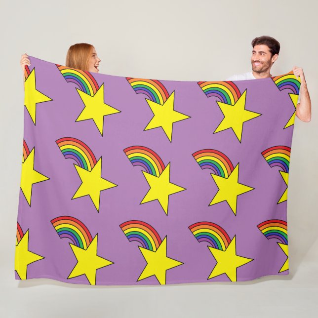 Purple Blanket With Yellow Stars and Rainbows  (In Situ)