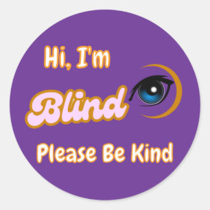 purple blind symbol classic round sticker