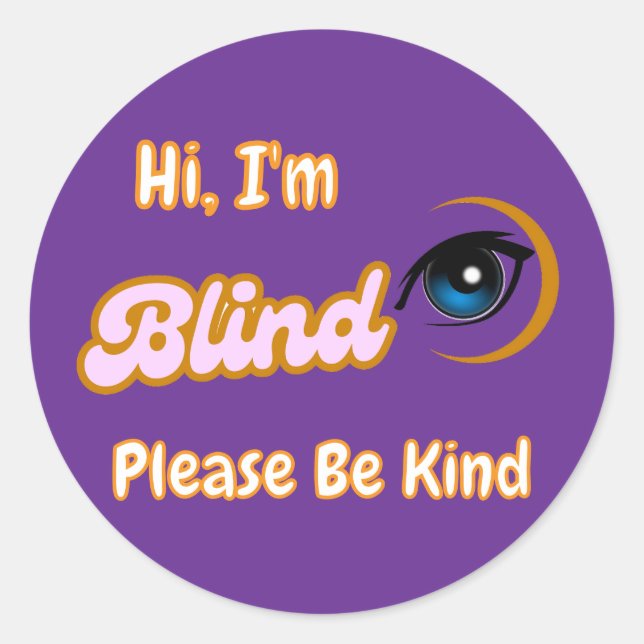 purple blind symbol classic round sticker (Front)