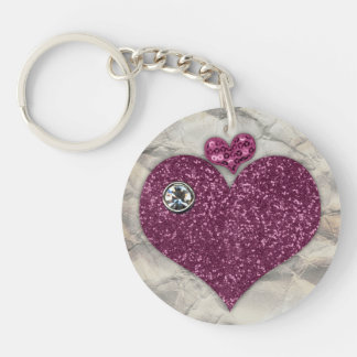 Purple Bling Hearts Key Chain