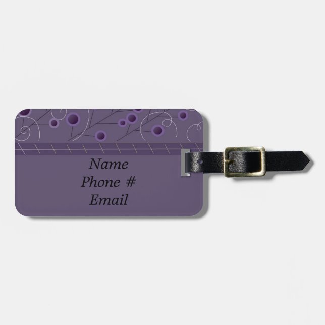 Purple Bliss Floral Luggage Tag (Front Horizontal)