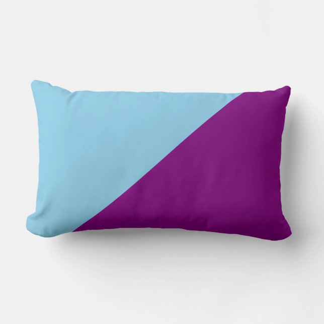 Purple & Blizzard Blue Solid Colour Background Lumbar Cushion (Front)