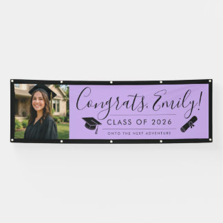 PURPLE & BLK 2026 | Graduation Banner with Photo