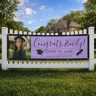 PURPLE & BLK 2026 Graduation Banner with Photo