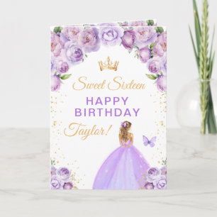 Purple Blonde Hair Girl Sweet Sixteen Birthday Card