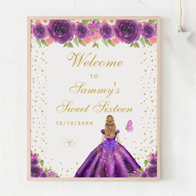 Purple Blonde Hair Girl Sweet Sixteen Welcome Poster (Creator Uploaded)