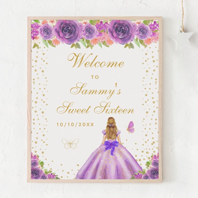Purple Blonde Hair Girl Sweet Sixteen Welcome Poster (Creator Uploaded)