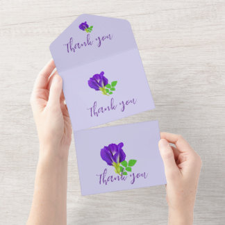 Purple Bloom Floral  All In One Invitation