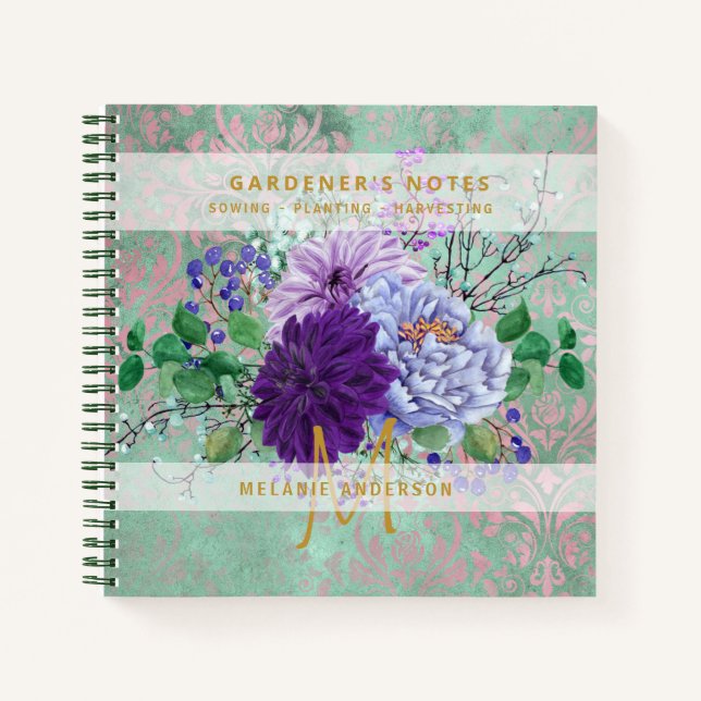 Purple Bloom Gardeners Journal Sowing Planting (Front)