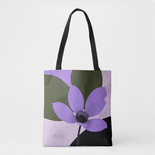 Purple Bloom Modern Tote Bag – Bold Botanical Mini (Front)