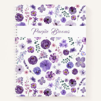 Purple Blooms - Garden Floral Pattern Elegant Notebook