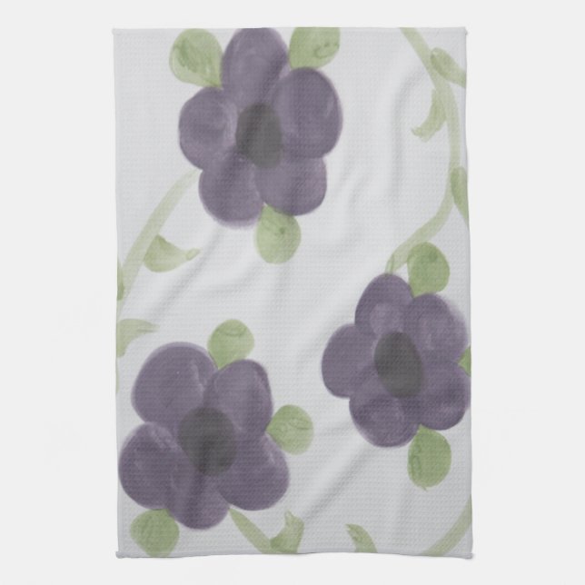 Purple Blooms Tea Towel (Vertical)