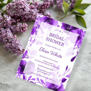 Purple Blooms Watercolor Bridal Shower CUSTOM  Postcard