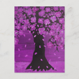 Purple Blossom Tree Design Art Postcard