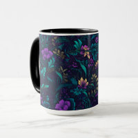 Purple Blossoms and Teal Leaves