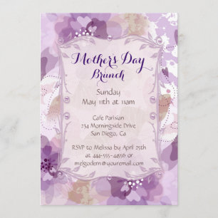 Purple Blossoms Mother's Day Brunch Invitation