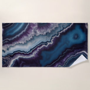 Purple Blue Agate Marble  design  Beach Towel