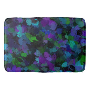 Purple, Blue and Black Abstract  Bath Mat