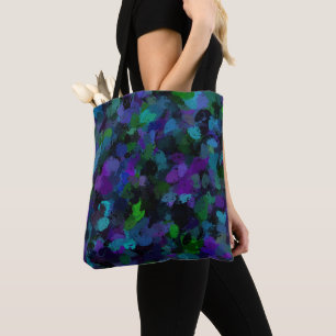 Purple, Blue and Black Abstract Tote Bag