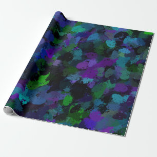 Purple, Blue and Black Abstract  Wrapping Paper