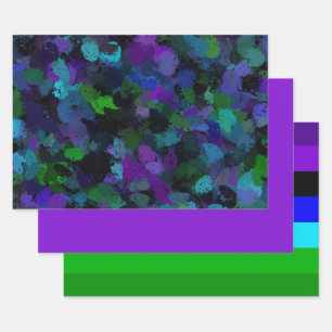 Purple, Blue and Black Abstract Wrapping Paper Sheet