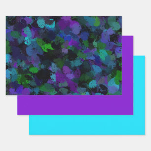 Purple, Blue and Black Abstract Wrapping Paper Sheet