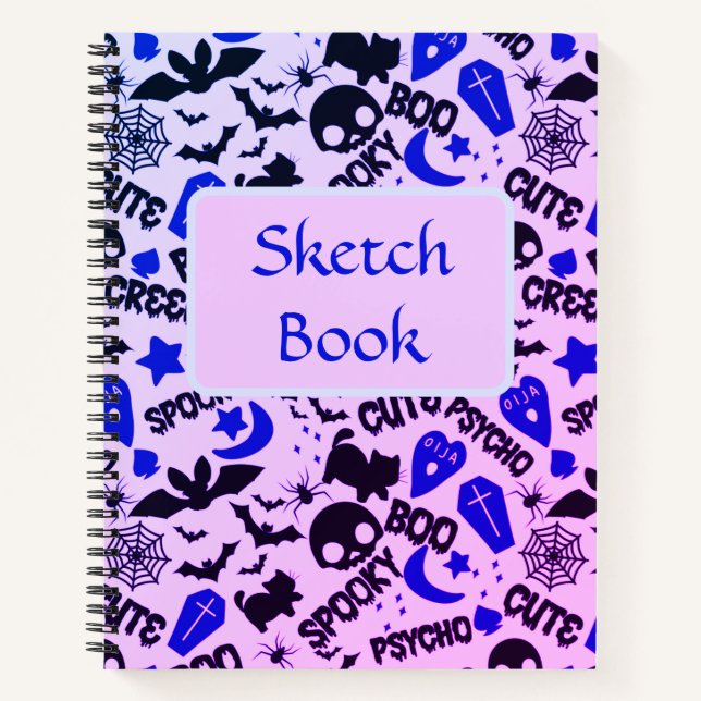 Purple, Blue and Black Halloween Sketch Book (Front)