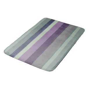 Purple, Blue and Green Abstract Stripes Bath Mat