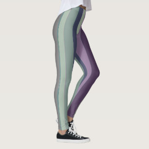 Purple, Blue and Green Abstract Stripes Leggings