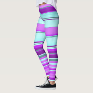 Purple Blue and Green Lines Leggings
