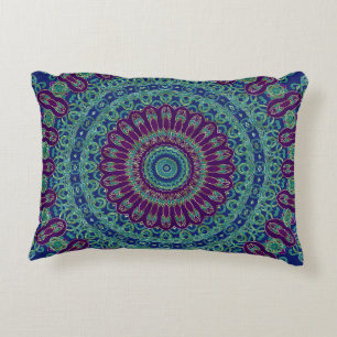 Purple, Blue and Green Mandala Decorative Cushion