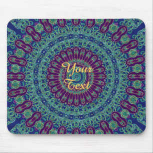 Purple, Blue and Green Mandala Mouse Pad