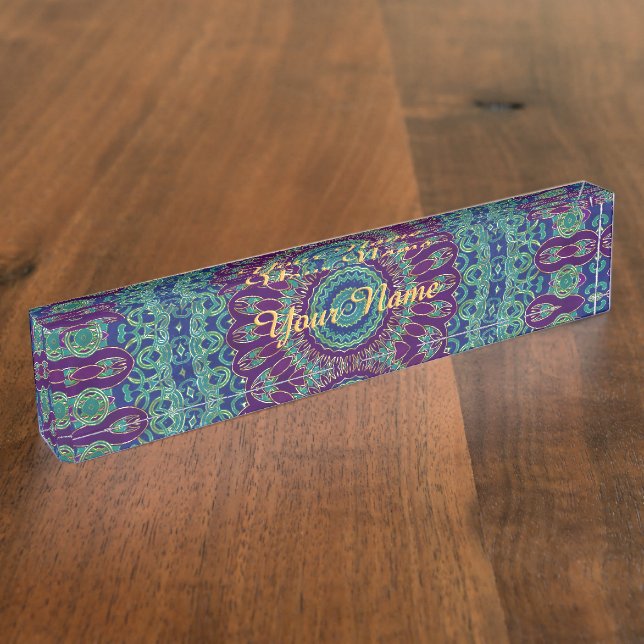 Purple, Blue and Green Mandala Nameplate (Side)