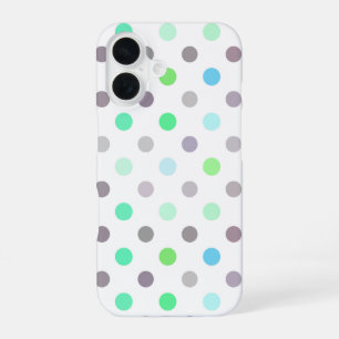 purple, blue and green polka dots iPhone 16 case