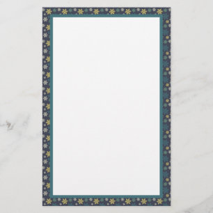 Purple Blue and Green Snowflake Pattern Stationery