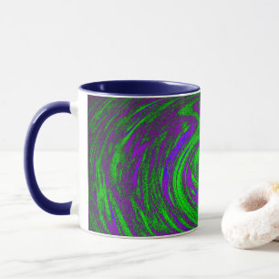 Purple Blue and Green Swirly Abstract Art Mug