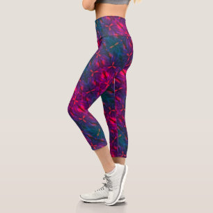 Purple Blue And Red Abstract Design  Capri Leggings