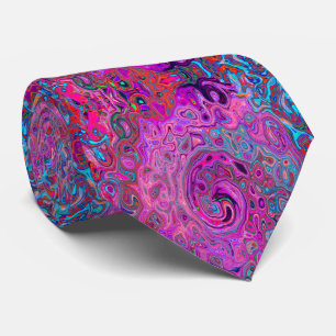 Purple, Blue and Red Abstract Retro Swirl Tie