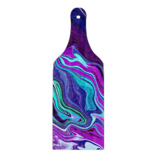 Purple, Blue and Teal Abstract Fluid Art Cutting Board