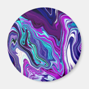 Purple, Blue and Teal Abstract Fluid Art Magnet